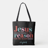Personalized Abstract Blue & Teal Lines White Dots Tasche (Rückseite)