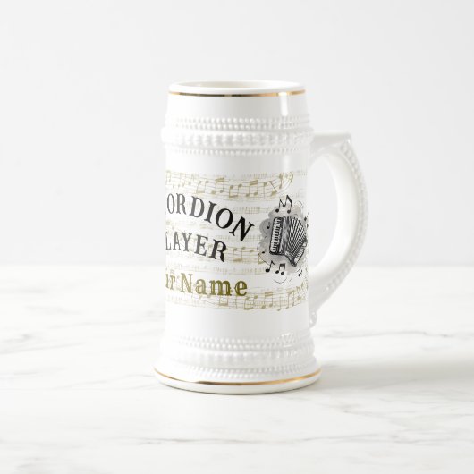 Personalized Accordion player beer stein mug Bierglas (VorderseiteRechts)