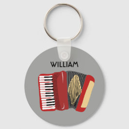 Personalized Accordion Players Red and Gray Schlüsselanhänger