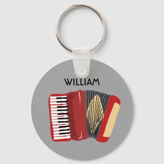 Personalized Accordion Players Red and Gray Schlüsselanhänger (Vorderseite)