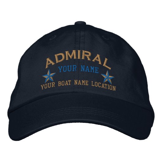 Personalized Admiral Stars Ball Cap Embroidery Bestickte Baseballkappe (Vorderseite)
