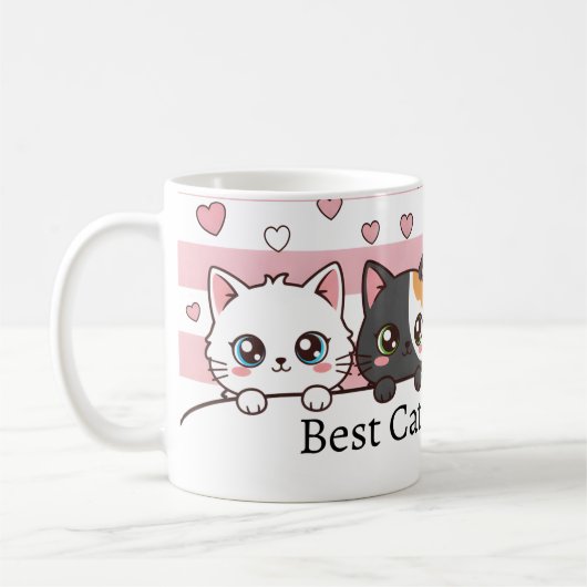 Personalized Adorable Cartoon Cat Coffee Cup Kaffeetasse (Links)