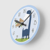 Personalized Adorable Dinosaur Kids Clock Runde Wanduhr (Winkel)