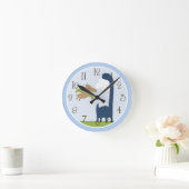 Personalized Adorable Dinosaur Kids Clock Runde Wanduhr (Zuhause)
