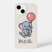 Personalized Adorable Elephant with Balloon Phone iPhone Hülle (Rückseite)