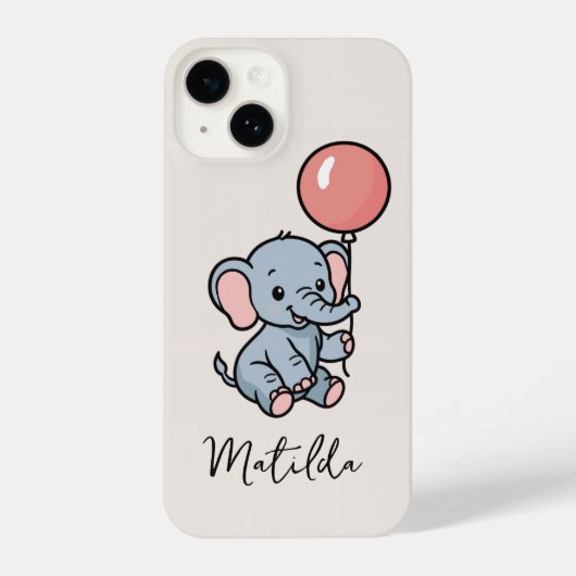 Personalized Adorable Elephant with Balloon Phone iPhone Hülle (Rückseite)