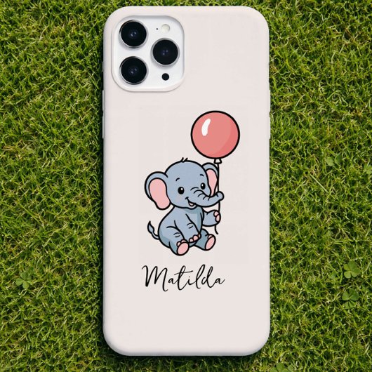 Personalized Adorable Elephant with Balloon Phone  iPhone Hülle