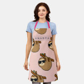Personalized Adorable Sloth with Glasses Pattern Schürze (Getragen)