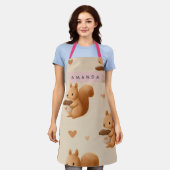 Personalized Adorable Squirrel and Acorn Pattern Schürze (Getragen)
