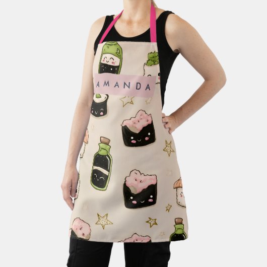 Personalized Adorable Sushi and Soy Sauce Pattern Schürze (InSitu)