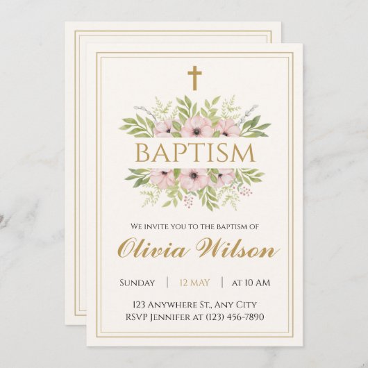 Personalized Adult Baptism Invitation Einladung (Vorne/Hinten)