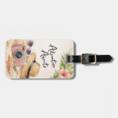 Personalized Adventure Awaits Tropical Floral Gepäckanhänger (Vorderseite horizontal)