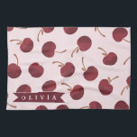 Personalized Aesthetic Cherry Pattern Name Gift Geschirrtuch<br><div class="desc">This collection of adorable cherry patterns is one of those small, everyday pleasures that just make people smile. This design is whimsical, cozy, and effortlessly fashionable with its soft pink backdrop, strewn cherries, and personalized name accents. It's the kind of pattern that makes a desk, a purse, or a comfortable...</div>