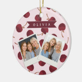 Personalized Aesthetic Cherry Pattern Name Gift Keramik Ornament (Links)