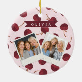 Personalized Aesthetic Cherry Pattern Name Gift Keramik Ornament (Hinten)