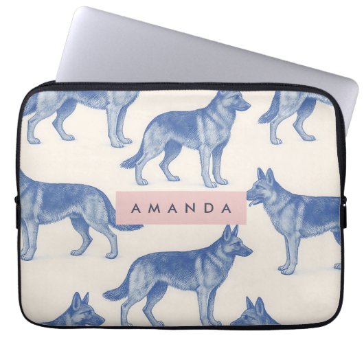 Personalized Aesthetic German Shepherd Pattern Laptopschutzhülle (Vorderseite)
