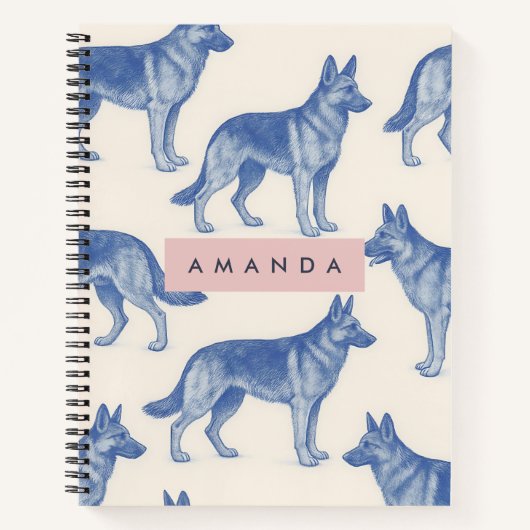 Personalized Aesthetic German Shepherd Pattern Notizblock (Vorderseite)