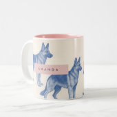 Personalized Aesthetic German Shepherd Pattern Zweifarbige Tasse (Vorderseite Links)