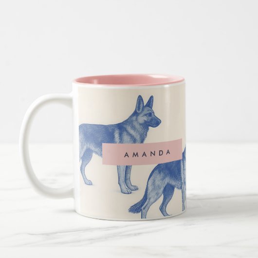 Personalized Aesthetic German Shepherd Pattern Zweifarbige Tasse (Links)