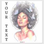 Personalized Afro Beauty Portrait  Water Bottle Aufkleber (Blatt)