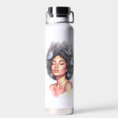 Personalized Afro Beauty Portrait  Water Bottle Trinkflasche (Rückseite)