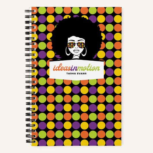 Personalized Afro Retro Polka Dot Notizblock (Vorderseite)
