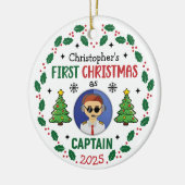 Personalized Airline Captain Custom Name Christmas Keramik Ornament (Links)