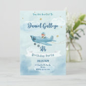 Personalized Airplane Boy Birthday Invitation Einladung (Stehend Vorderseite)