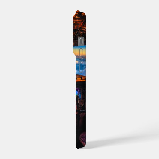 personalized Airplane Cockpit Dashboard sunset iPhone Hülle (Linke Seite)