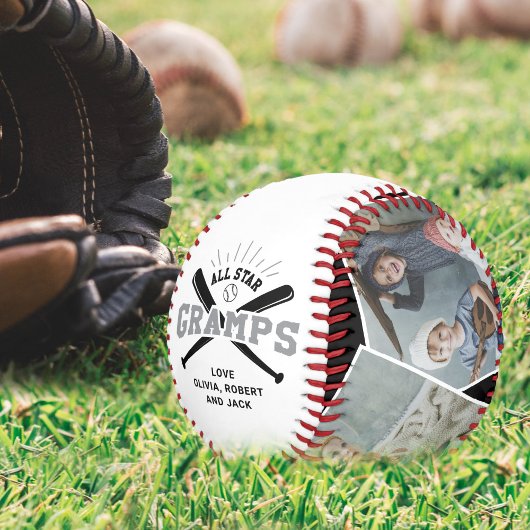 Personalized “All Star Gramps” Black White Baseball