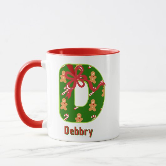 Personalized Alphabet 'D' Christmas  Tasse (Links)