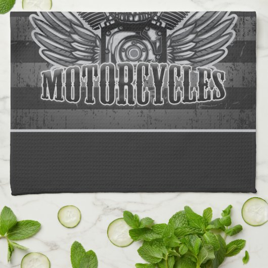 Personalized American Flag Biker Skull Motorcycle Geschirrtuch (Gefaltet)