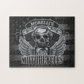 Personalized American Flag Biker Skull Motorcycle Puzzle (Horizontal)