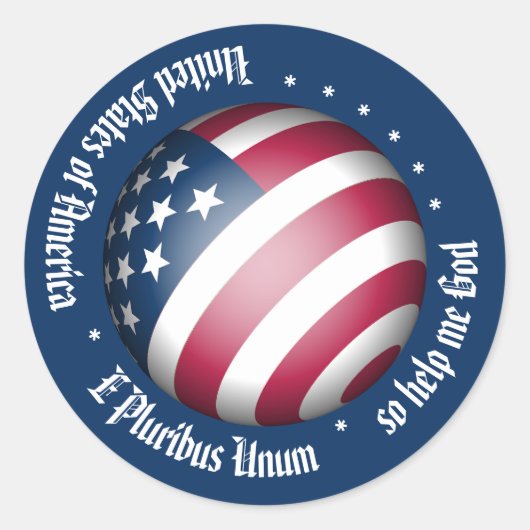 Personalized American Flag Globe and USA Motto Runder Aufkleber (Vorderseite)
