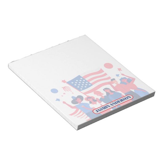 Personalized American Flag Patriotic USA  Notizblock (angewinkelt)