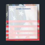 Personalized American Flag Patriotic USA  Notizblock<br><div class="desc">Personalized American Flag Patriotic USA Gifts! Celebrate pride, freedom, and unity with this American Patriotic USA design. Inspired by the spirit of the United States, this design reflects love for the country, national pride, and the values of liberty and independence. Perfect for national holidays, patriotic events, family gatherings, or everyday...</div>