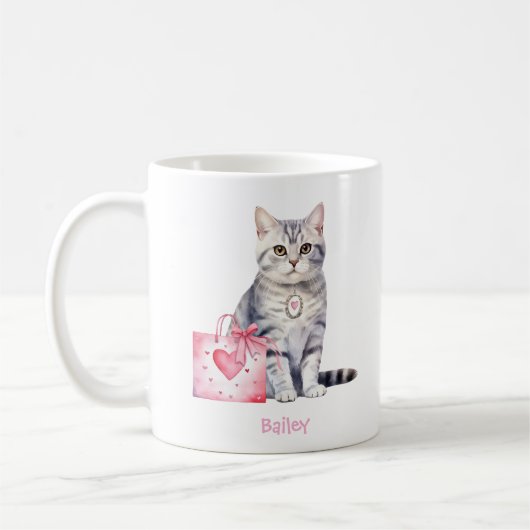 Personalized American Shorthair Cat Valentine's Kaffeetasse (Links)