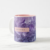 Personalized Amethyst Crystal & Lavender Sparkle Zweifarbige Tasse (Vorderseite Links)