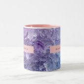 Personalized Amethyst Crystal & Lavender Sparkle Zweifarbige Tasse (Mittel)