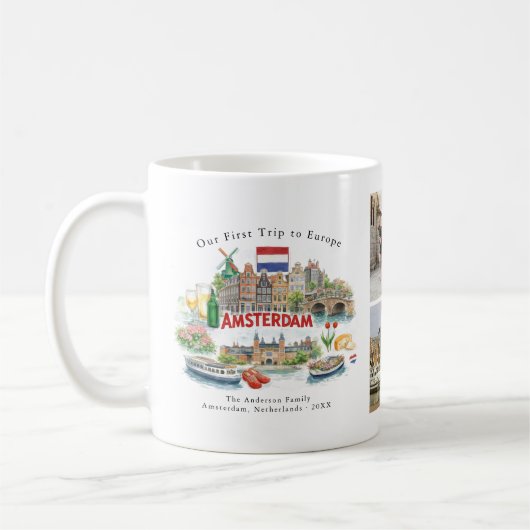 Personalized Amsterdam Travel Photo Mug Kaffeetasse (Links)