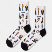 Personalized Ancient Egyptian Cat Socks & Pyramids Socken (Linkes Detail)