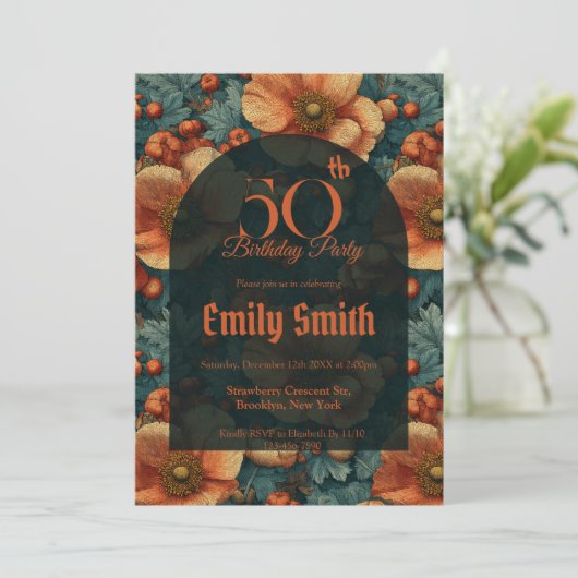 Personalized Anemones Fantasy 60Th Birthday Einladung (Stehend Vorderseite)