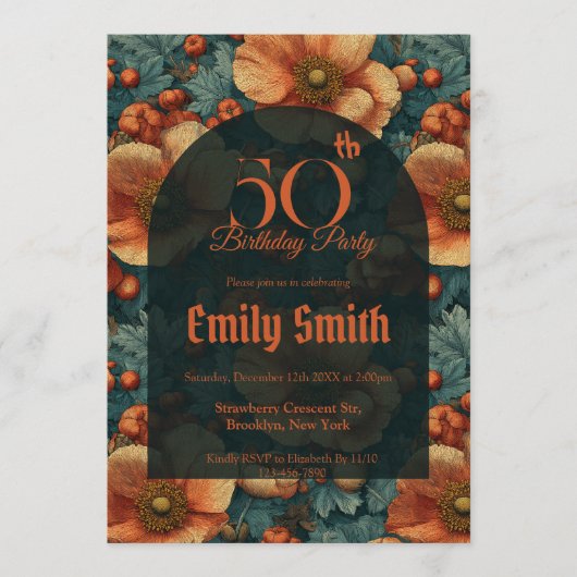 Personalized Anemones Fantasy 60Th Birthday Einladung (Vorderseite)