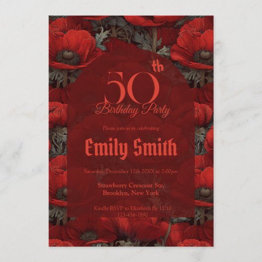 Personalized Anemones Luxury Summer Party Einladung (Vorderseite)