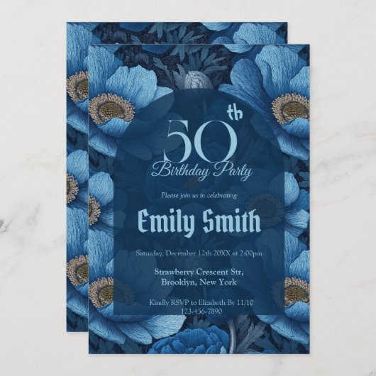 Personalized Anemones Themed Birthday Present Einladung (Vorne/Hinten)