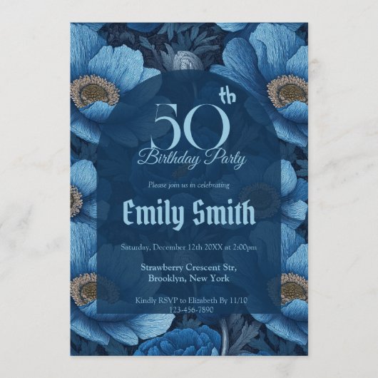 Personalized Anemones Themed Birthday Present Einladung (Vorderseite)