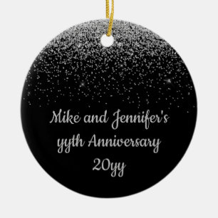 Personalized Anniversary Gift Black Silver Present Keramik Ornament