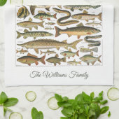 Personalized antique French Under-the-sea fish Geschirrtuch (Gefaltet)