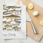 Personalized antique French Under-the-sea fish Geschirrtuch (Viertel Falte)