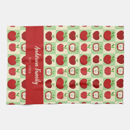 Personalized Apple Farmhouse Fall Family Decor Geschirrtuch (Horizontal)